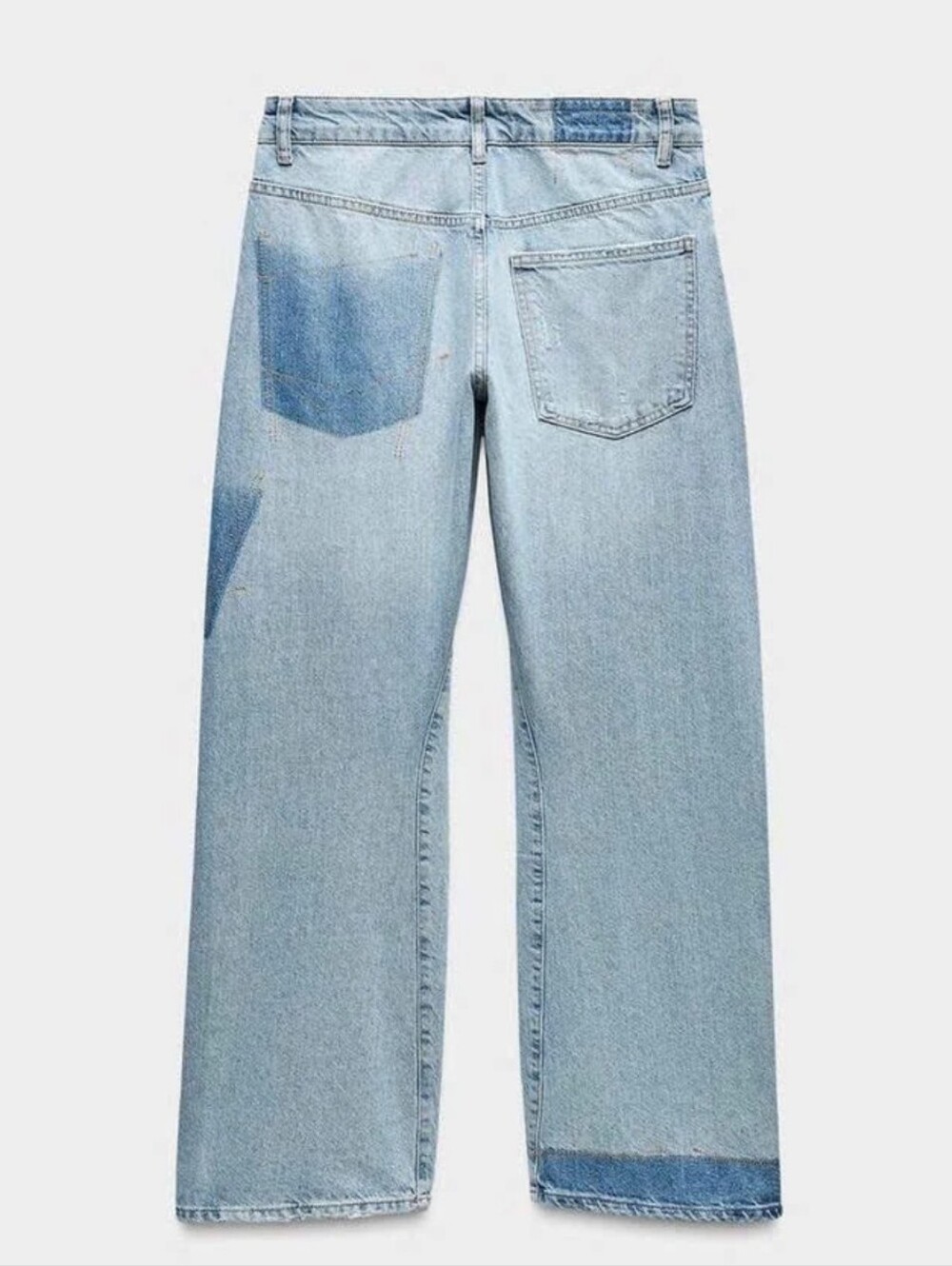 ZARA TRF Slouchy Curve Leg Light Blue Washed Wide-Leg Relaxed Jeans
